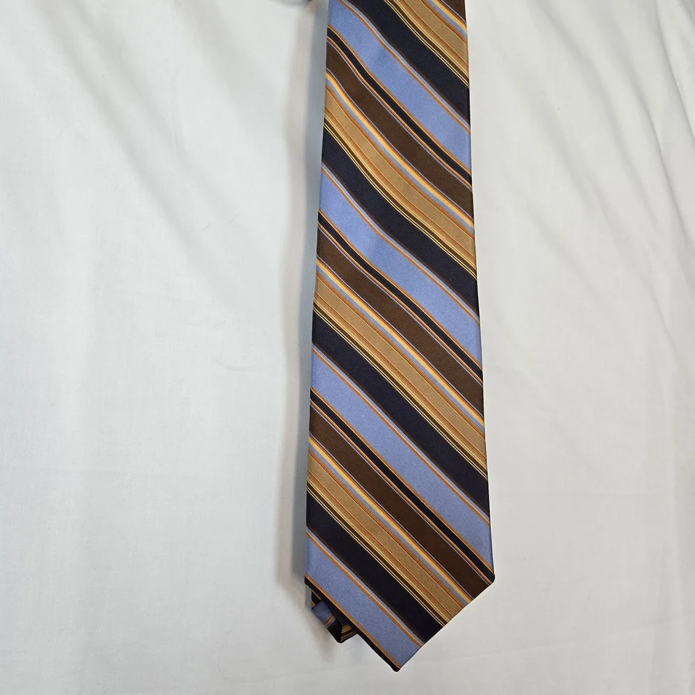 Robert Talbott‎ Best of Class Rodes Brown Blue Diagonal Striped Silk Career Tie